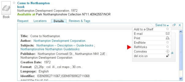 NELSON's RefWorks export option