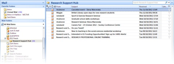 Viewing Research Support Hub in Outlook Viewing Research Support Hub in Outlook