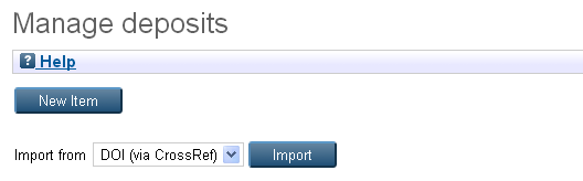 Preparing to import a DOI into NECTAR