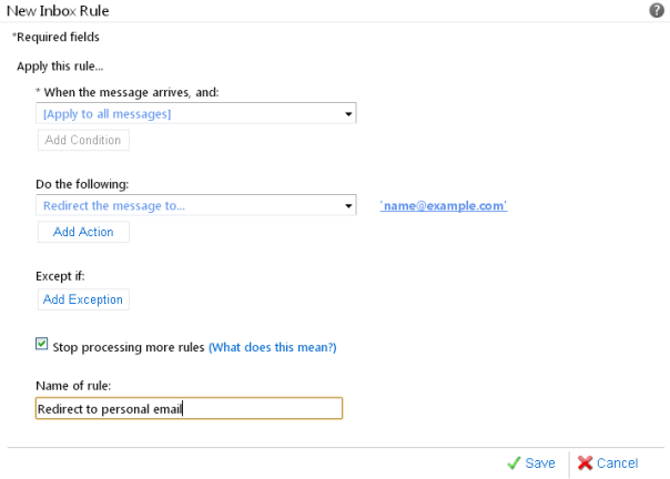 Renaming a rule in Outlook