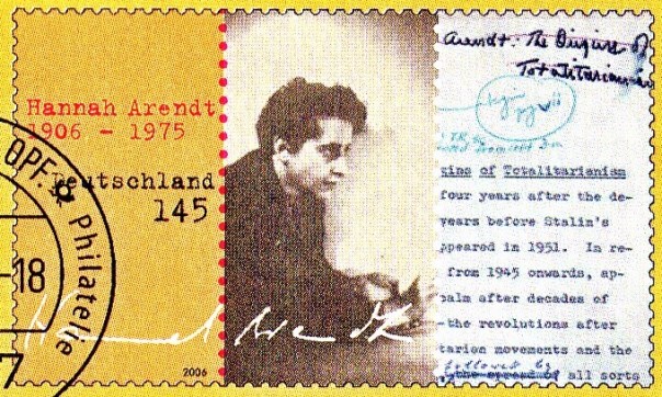 Hannah Arendt (German stamp, 2006, Wikimedia Commons)