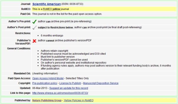 RoMEO results for Scientific American