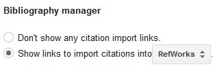 Scholar bibliographic manager settings