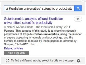 Scholar extension with Find It button