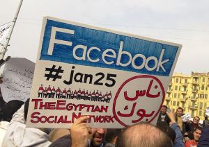 Egyptian protests Facebook sign